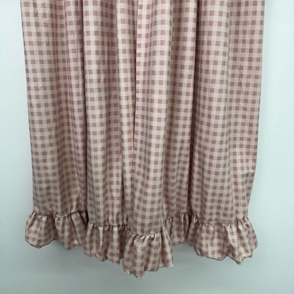 SweetHoney Single Button Ruffle Collar Hem Cuff Neutral Gingham Robe - Picture 8 of 8